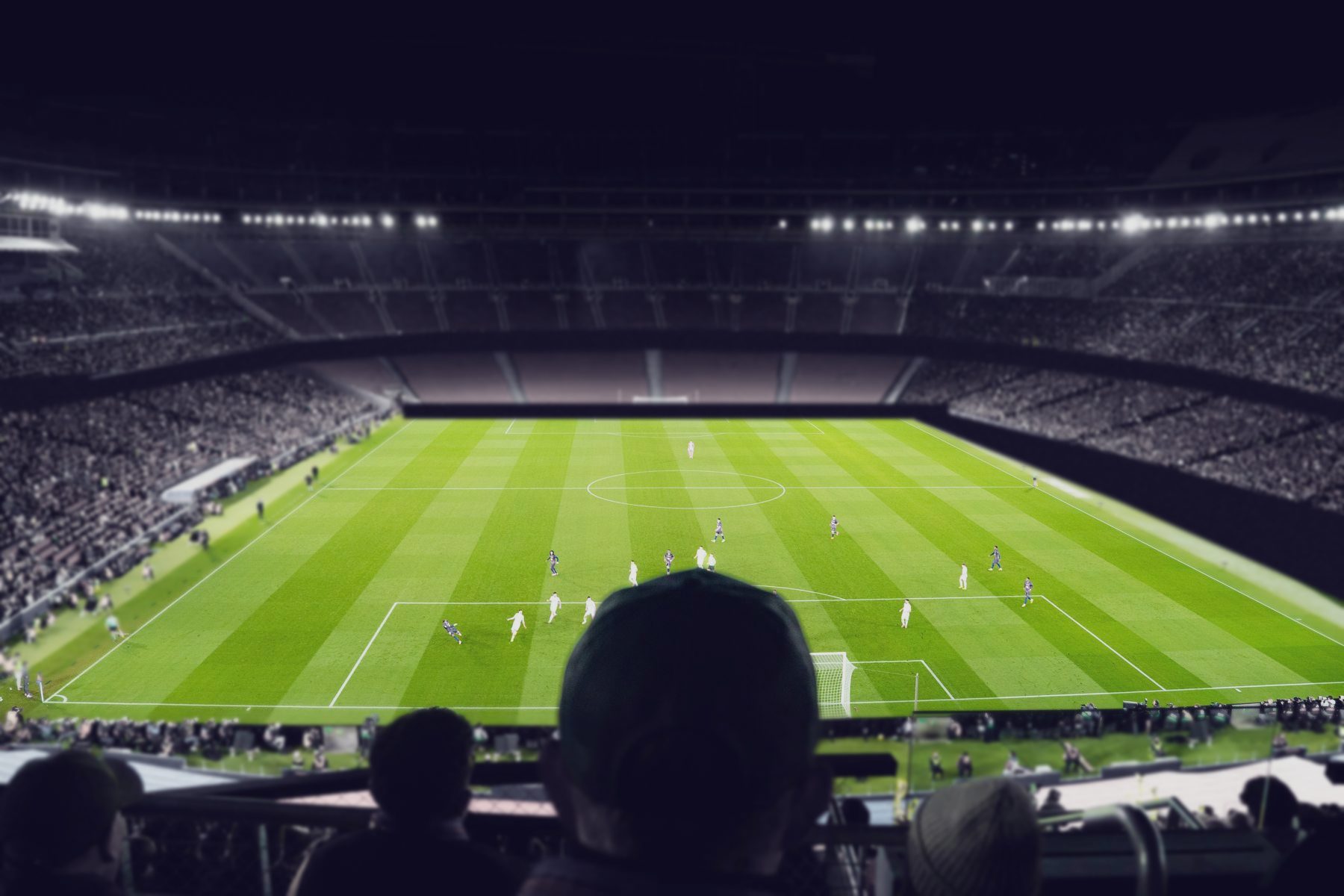 Football match in a stadium